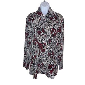 Susan Graver Printed Textured Liquid Knit Turtleneck Top 2X